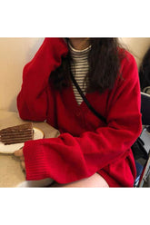 Veste boutonnée en tricot à col en V vintage d'automne